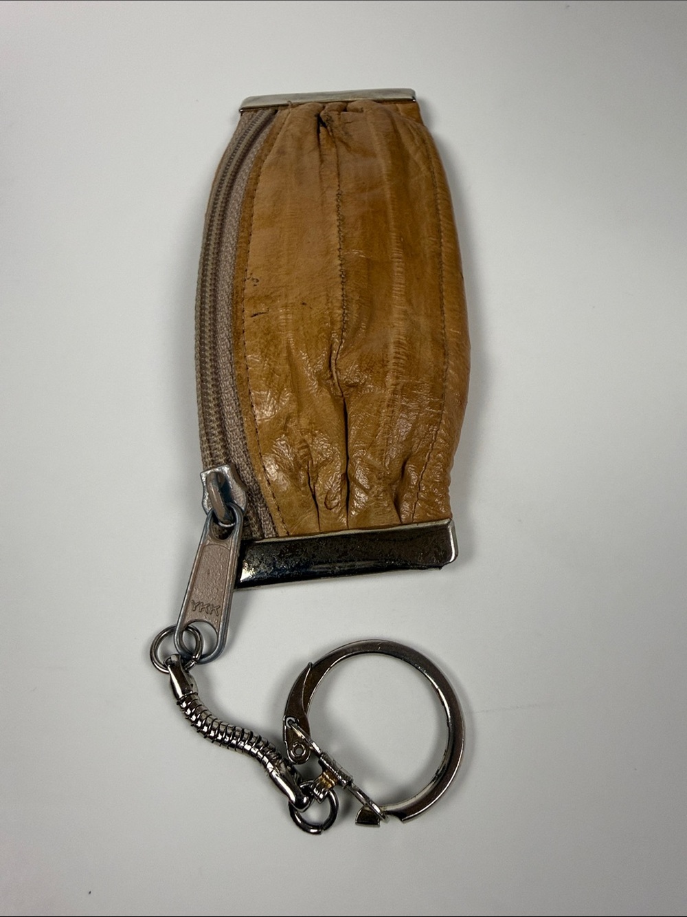 Leather Key Coin Pouch Keychain - Tan - Picture 6 of 7